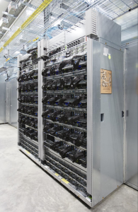 Server racks with TPUs used in the AlphaGo matches with Lee Sedol